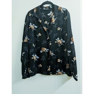 Laura Scott Black Sheer Floral Blouse
